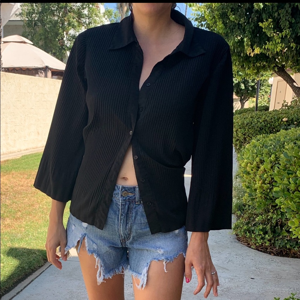 Black Button Down - Vintage/Sheer
